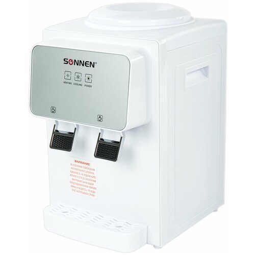 Кулер для воды SONNEN TSE-02WP, настольный, нагрев/охлаждение электронное, 2 крана, белый, 455622 455622