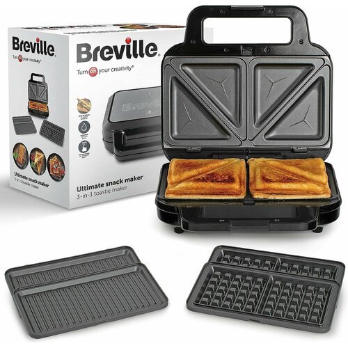 Бутербродница Breville 3-в-1, черная, из нержавеющей стали
