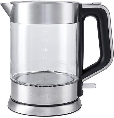 Чайник KITFORT КТ-617 2200 Вт серебристый чёрный 1.5 л стекло