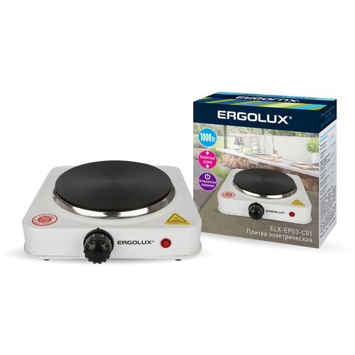 Электроплитка ELX-EP03-C01 1 конф. дисковый нагр. эл. 1000Вт 220-240В бел. 13438 Ergolux
