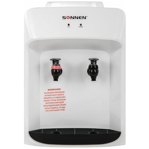 Кулер водонагреватель без охлаждения, SONNEN TSH-02T, настольный, 2 крана, белый, 455412