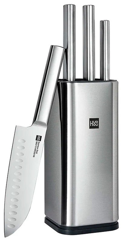 Набор стальных ножей (3 ножа ножницы подставка) Huo Hou Stainless Steel Kitchen Knife Set (HU0095), серебристый Набор стальных ножей (3 ножа ножницы подставка) Huo Hou Stainless Steel Kitchen Knife Set (HU0095), серебристый