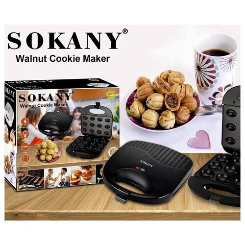 Орешница SOKANY SK-805 черная 750 вт/Электровафельница для выпечки печенья на 12 порций