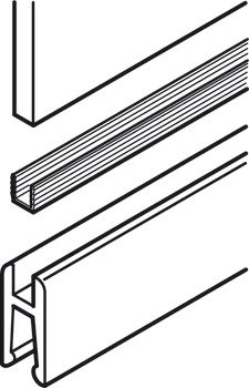 Hafele Slido Door25IFG, профиль для стекла резина, серый 5м 415.13.615