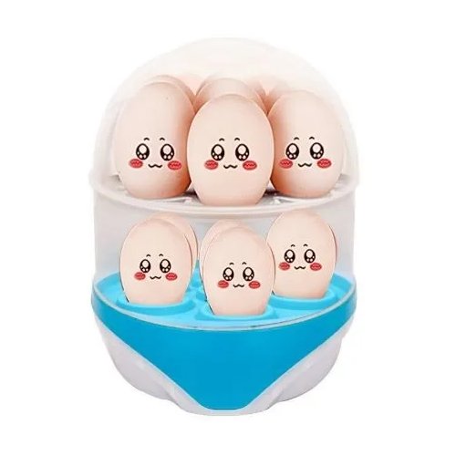 Электрическая яйцеварка / Приспособление для приготовления яиц на пару (2 яиц, 2 уровня, голубой), LettBrin