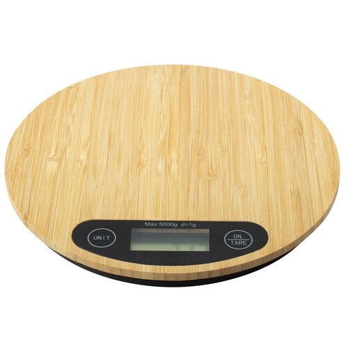 Весы кухонные электронные KM-7109 (круглые 20х20х2,3 см) бамбук