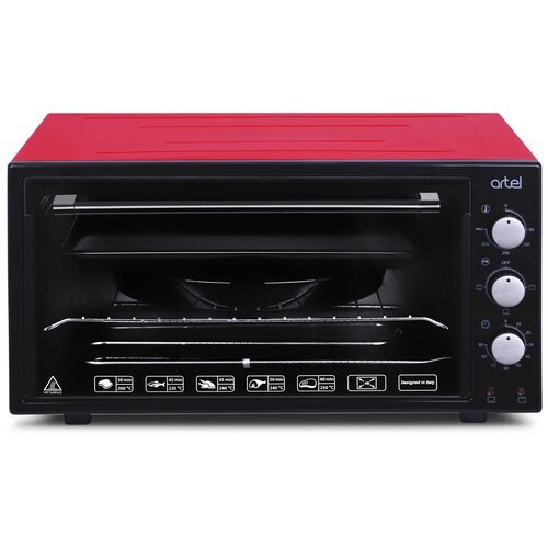 Мини печь ARTEL MD 4816 красно-черная электрическая духовка 48 литров