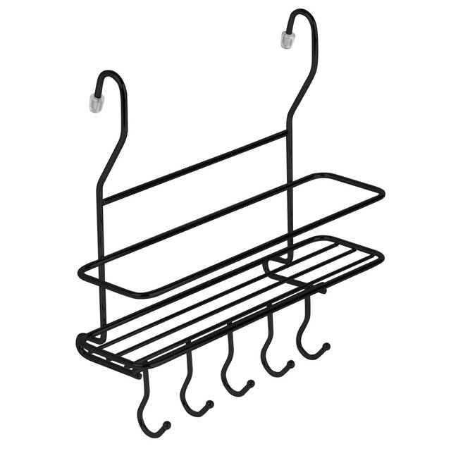 полка на рейлинг малая с крючками, черный матовый