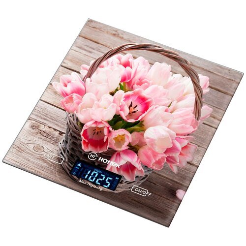Кухонные весы Hottek HT-962-023, розовые тюльпаны