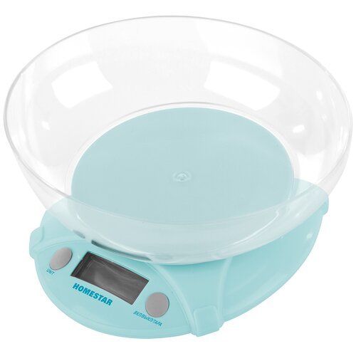 Весы кухонные электронные Homestar HS-3011 (до 5 кг), голубые, чаша круглая