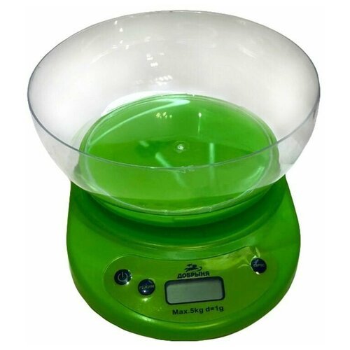 Весы кухонные 5КГ С чашей электр зелен добрыня новинка