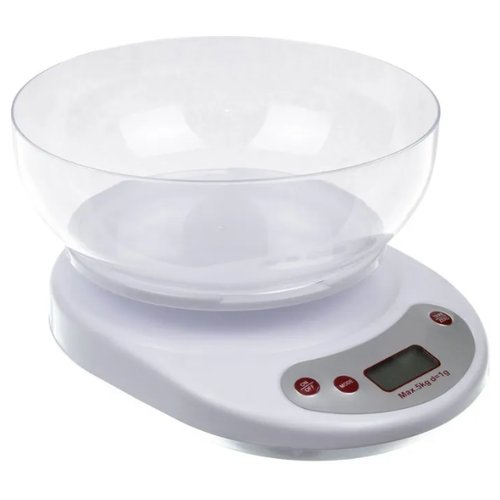 Весы кухонные электронные KE-2 (до 5кг) 2AA + чаша (белые)\ Электронные весы с круглой чашей \ Мерные кухонные весы'DAVStore'vesy