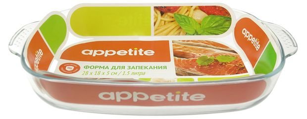 Форма для запекания Appetite стеклянная 28х18 см, 1,5 л